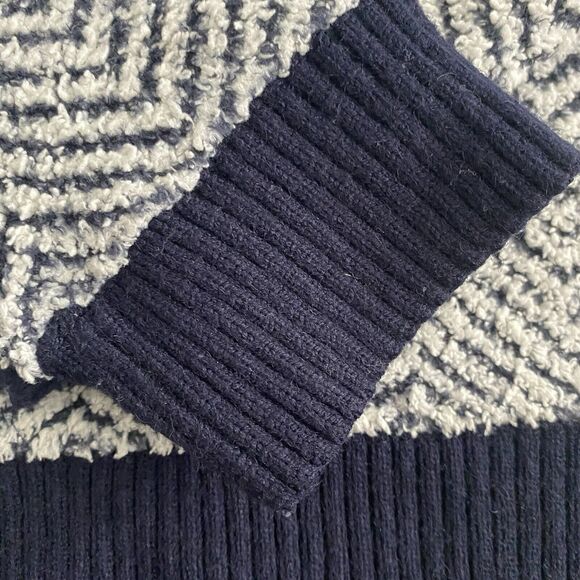 Anthropologie Saturday Sunday Fuzzy Pullover XXS Navy Blue White Chevron - Picture 6 of 15